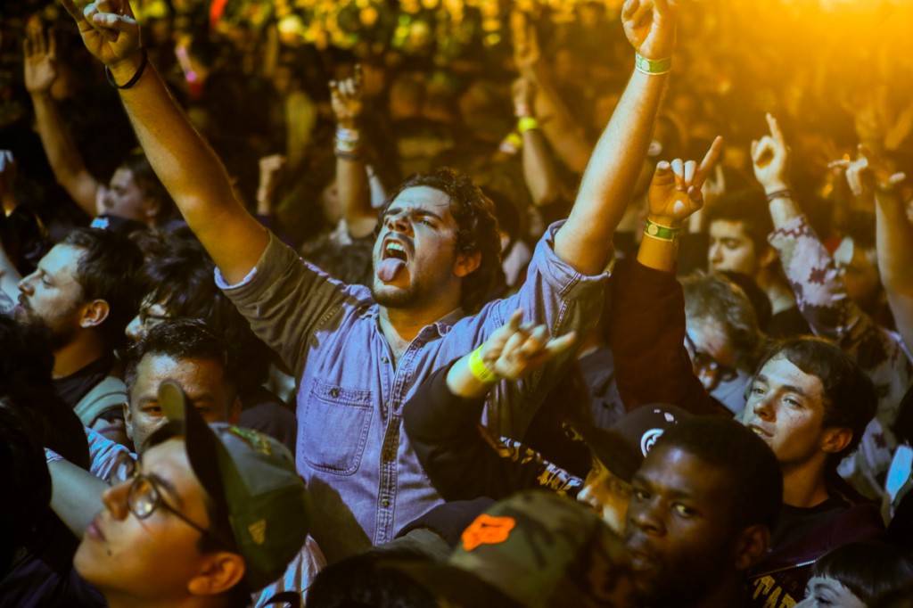 A fan during Slayer's performance at Fun Fun Fun Fest. Photo by Bryan Parker.